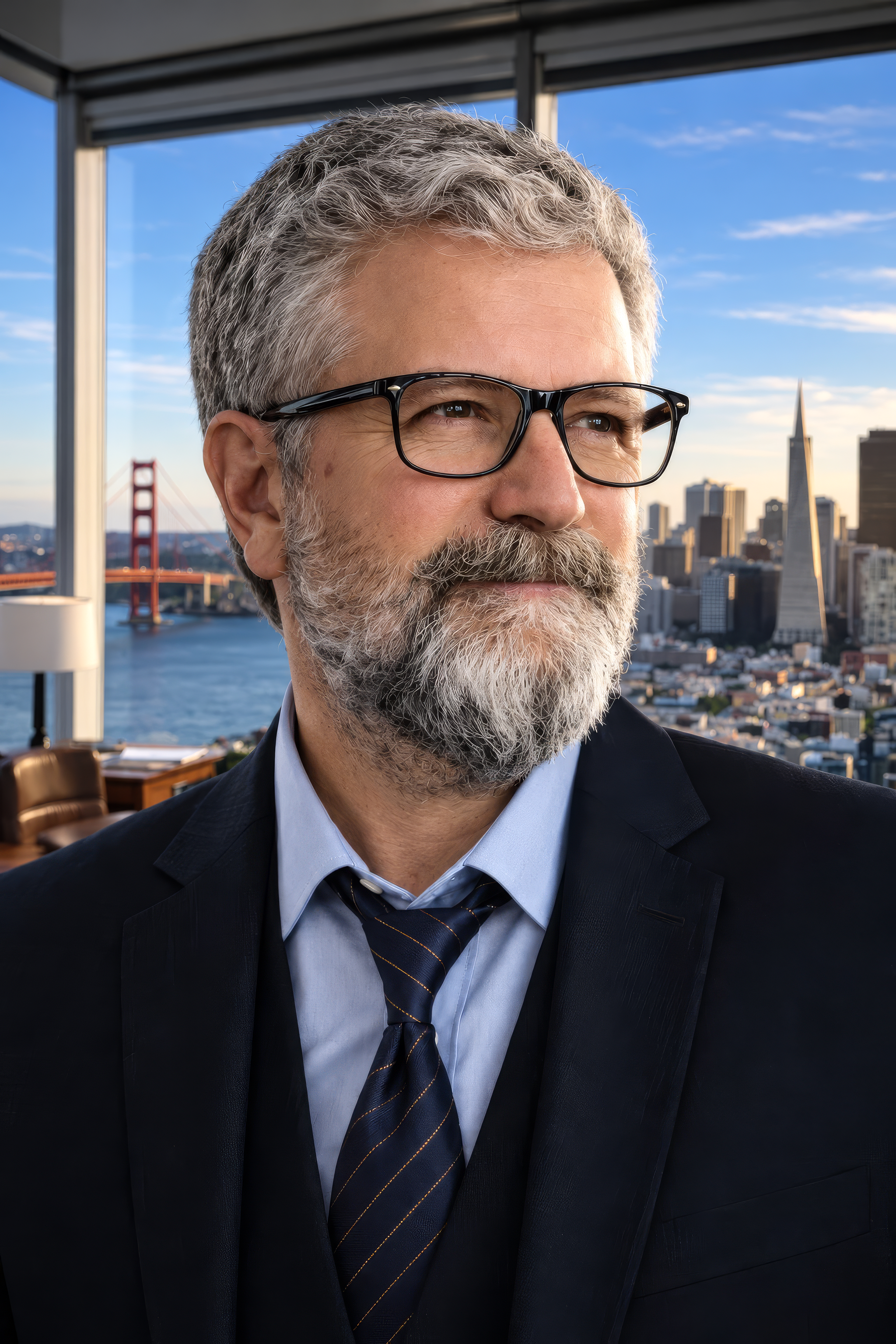 Sauro Tronconi con San Francisco sullo sfondo